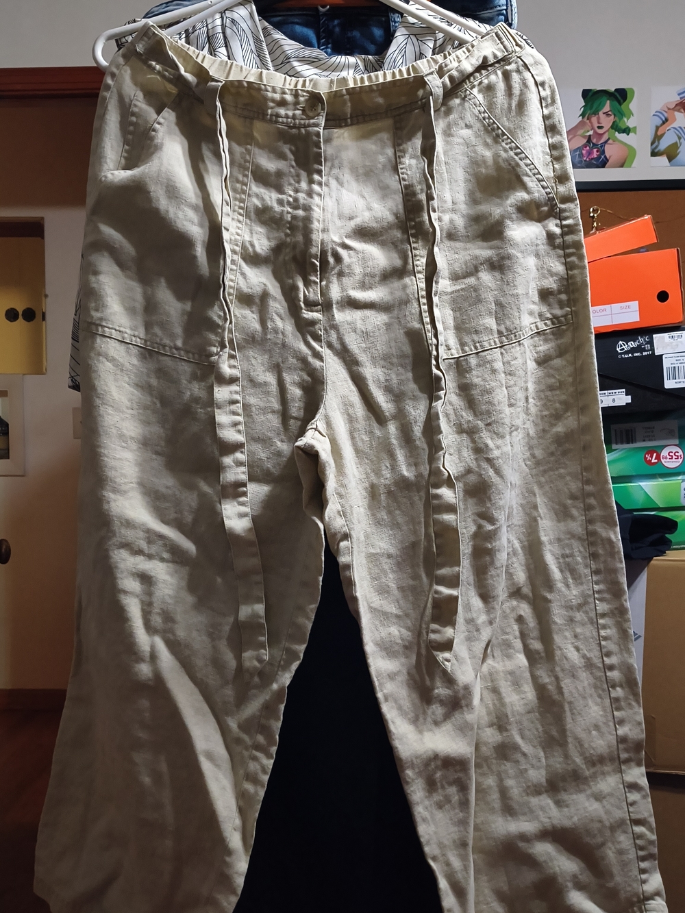 Real Comfort Beige linen cropped pants (size 14)